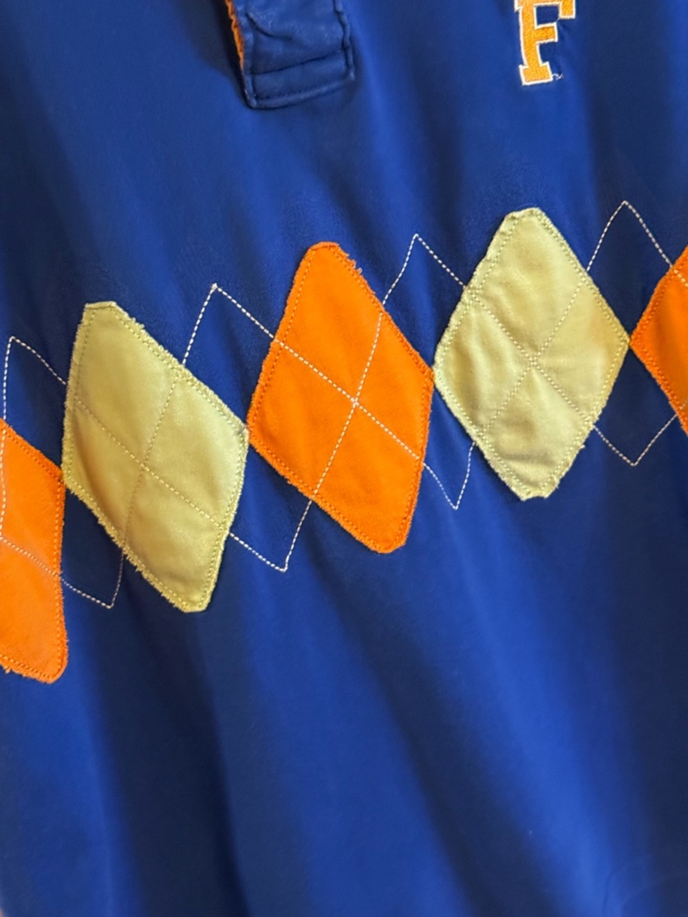 β¨ 18 yr old University of Florida Argyle Embroidered Polo Shirt - Blue & Orange - Picture 3 of 13